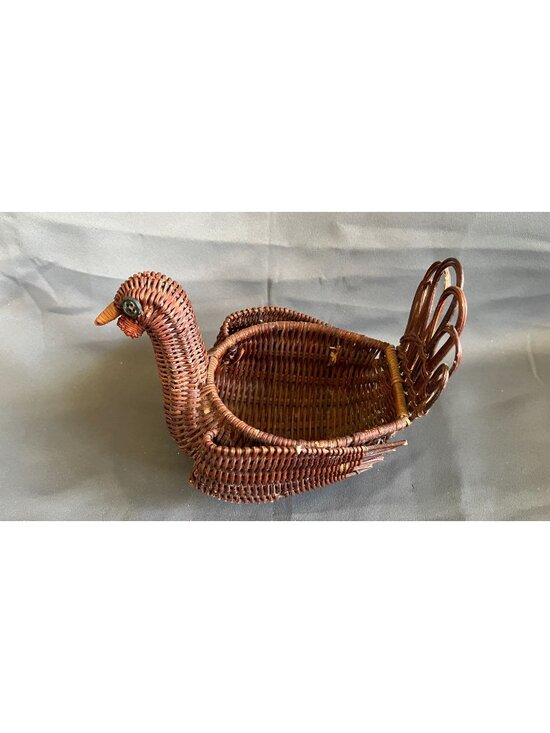 Other - Wicker Duck-Shaped Basket Handmade Decorative Storage Vintage Brown